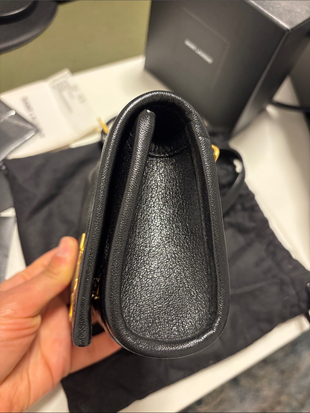 Saint Laurent Black Quilted Mini Chain Crossbody Bag with Gold YSL - Picture 4 of 7